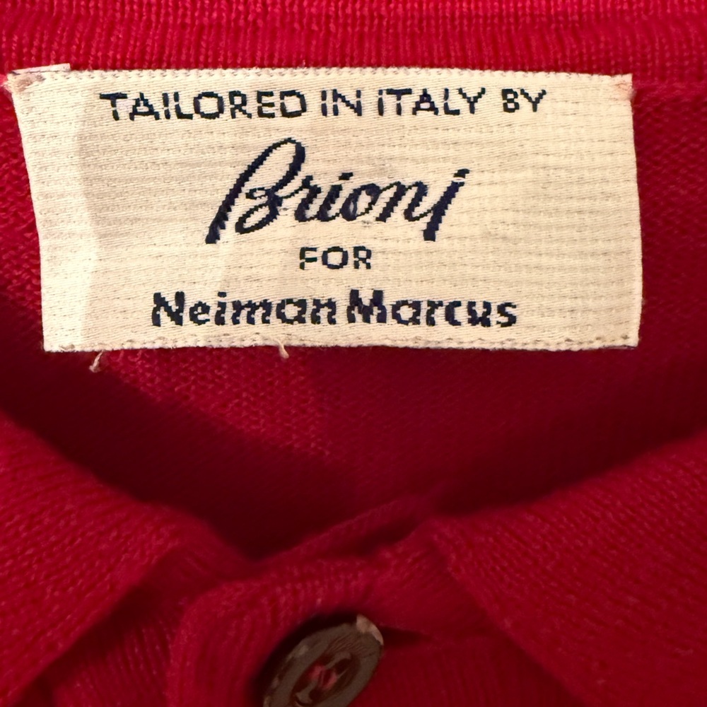 Brioni for Neiman Italian Merino Knit Polo Sweater Red Men’s M - Picture 4 of 7